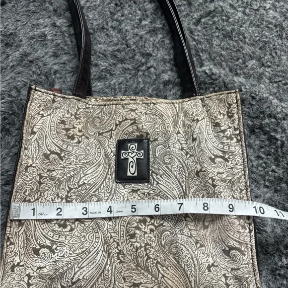 Elegant brown and Cream Tote Bag - Picture 12 of 13